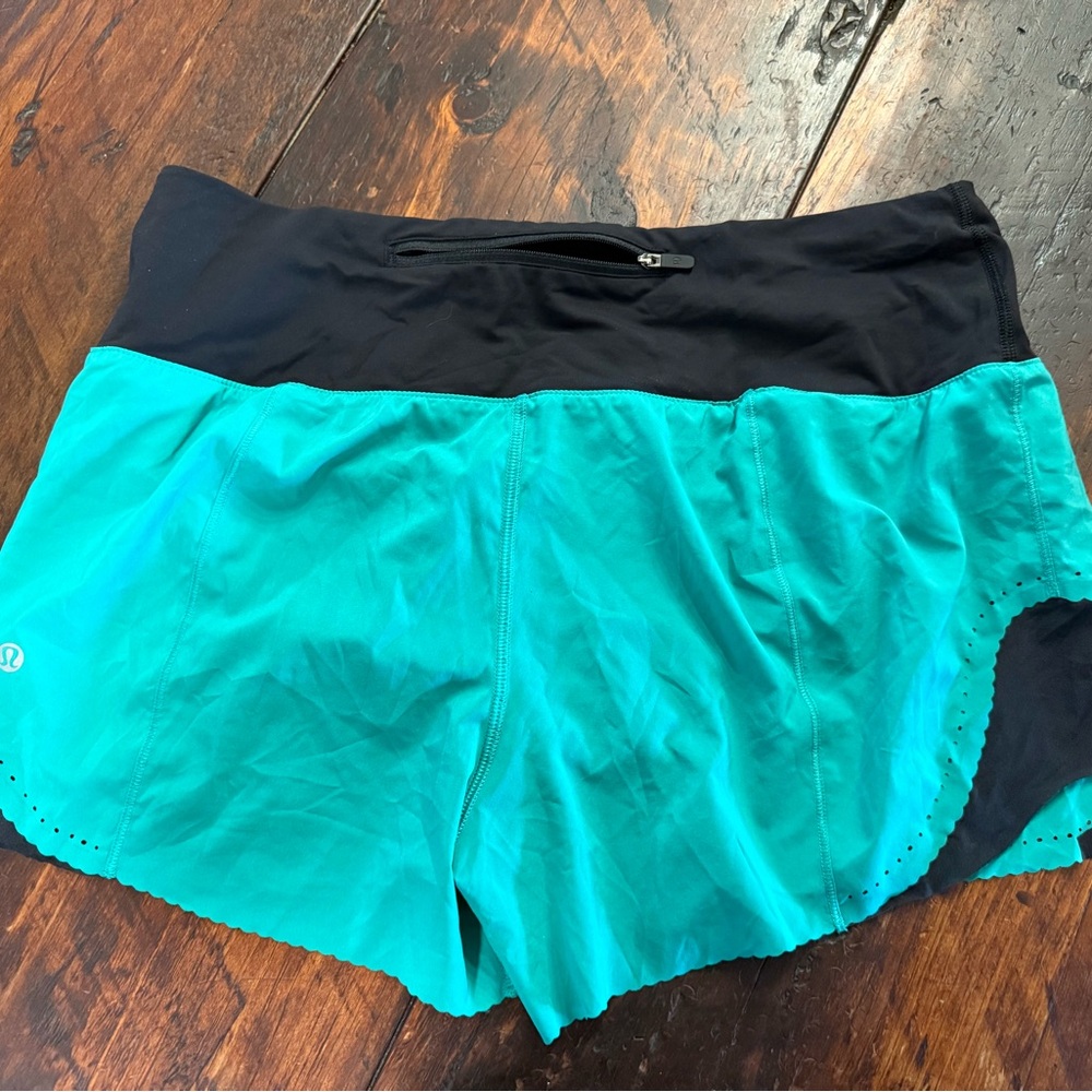 lululemon athletica Turquoise and Black Athletic Shorts